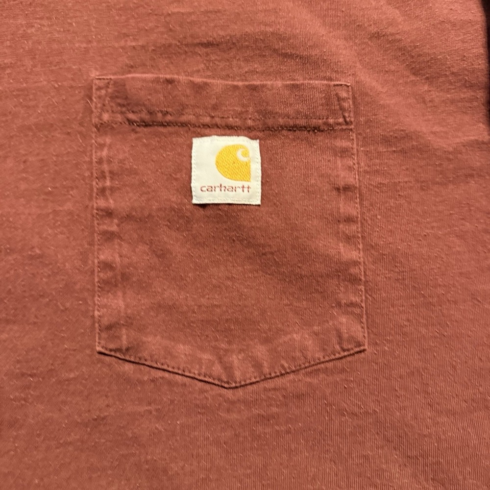 Carhartt Original Fit Long Sleeve Burgundy T-Shirt Mens 3XL Heavyweight Pocket - Picture 5 of 6